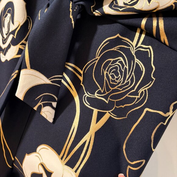 Joseph Ribkoff LDG Jumpsuit | Navy Gold Floral | Size 12 - Picture 7 of 10